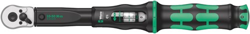 Wera Click-Torque C 1 Drehmomentschlüssel mit Umschaltknarre, 10-50 Nm (schwarz grün, Version 1 2)
