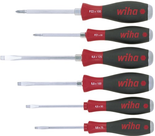 Wiha Schraubendreher-Set | 6-teiliger Steckplatz PZD | Mehrkomponentengriffe | 6-seitiger Klingenaufsatz | 1 Stück - 21251 - 21251