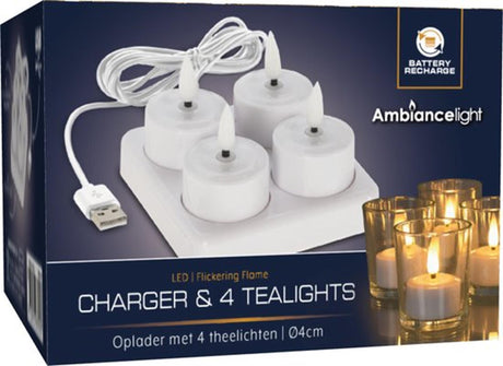 Home-Styling-Ladegerät für Teelichter mit 4 LEDs für USB