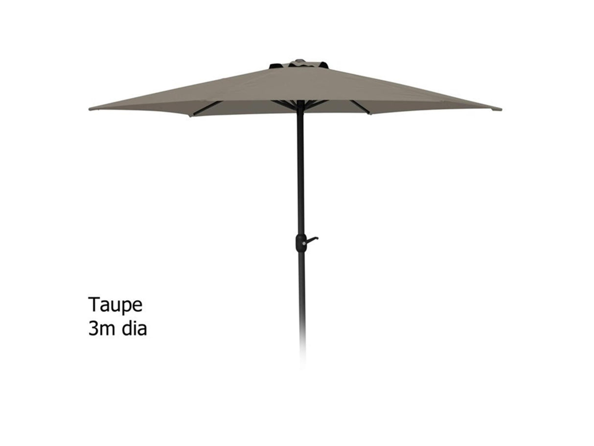 Pro Gartenschirm 3 Meter mit Drehmechanismus Taupe