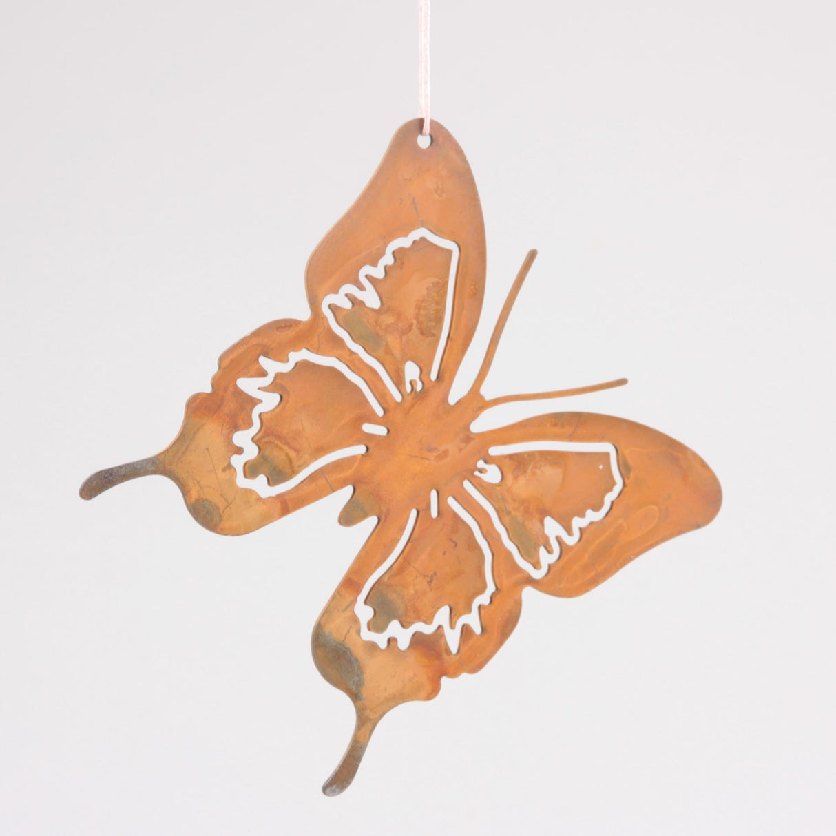 Season inspired decoration vlinder muurhanger metaal 13x13cm roestkleur