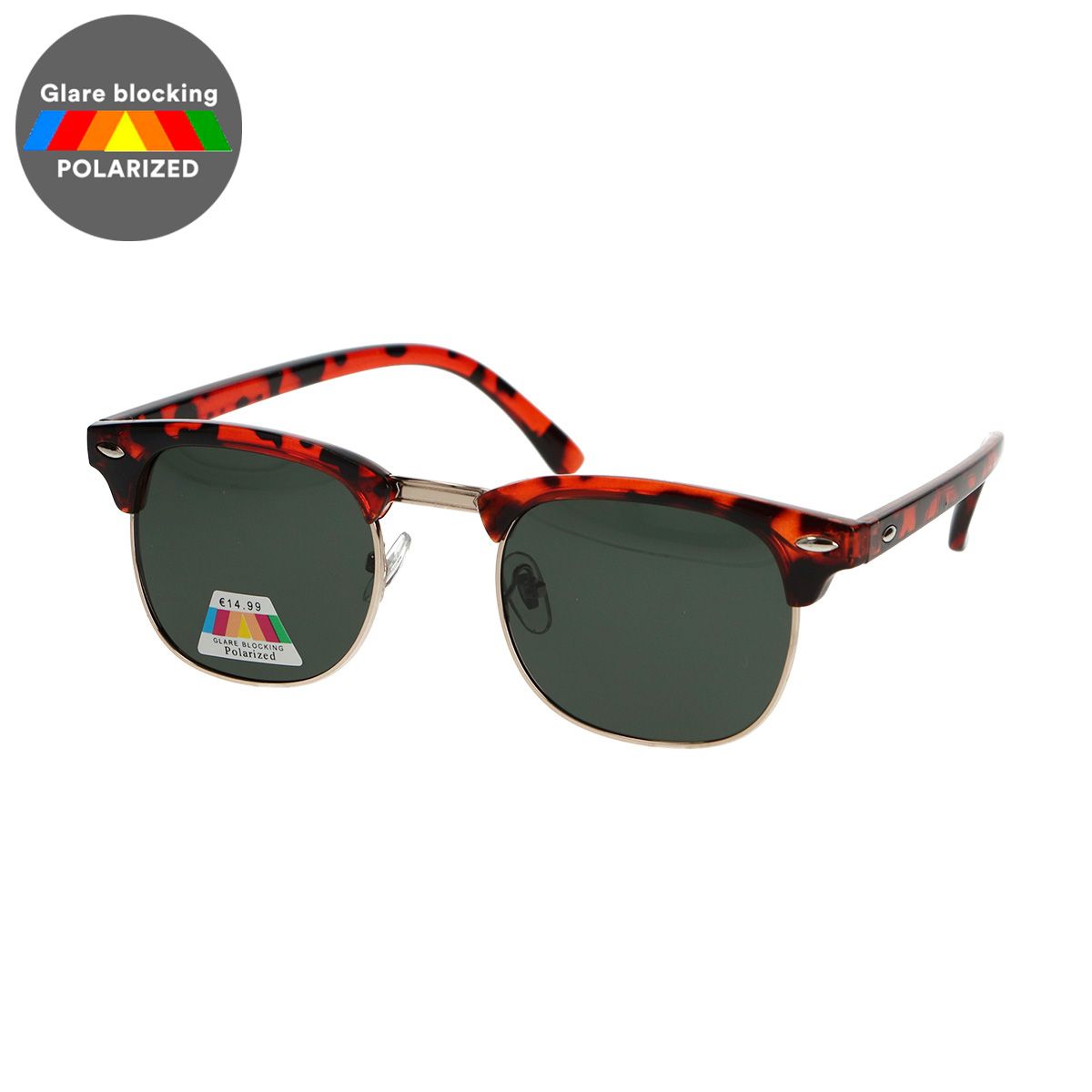 Spectrum polarisierte Sonnenbrille Club Square Havana Gold Grün Unisex