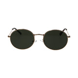 Spectrum-Sonnenbrille, flach, oval, goldfarben, Metall, grün, Unisex