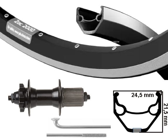 KGs hënnescht Rad 28 Zoll (622) Zac421 SW Zil Disk 8-10 SP 6 Bolt Outs