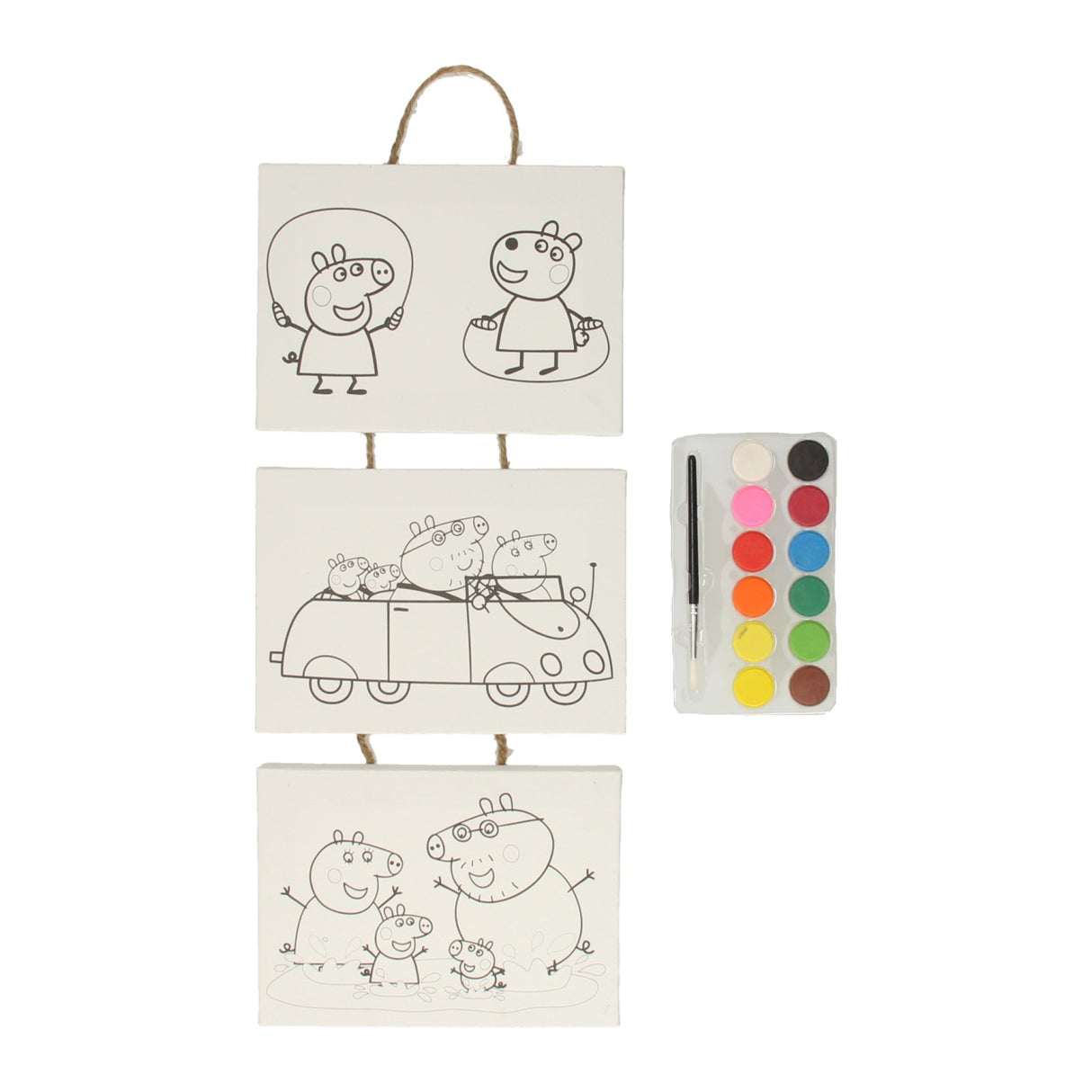 Peppa Pig 3 Mini Canvas (with brush and paint)