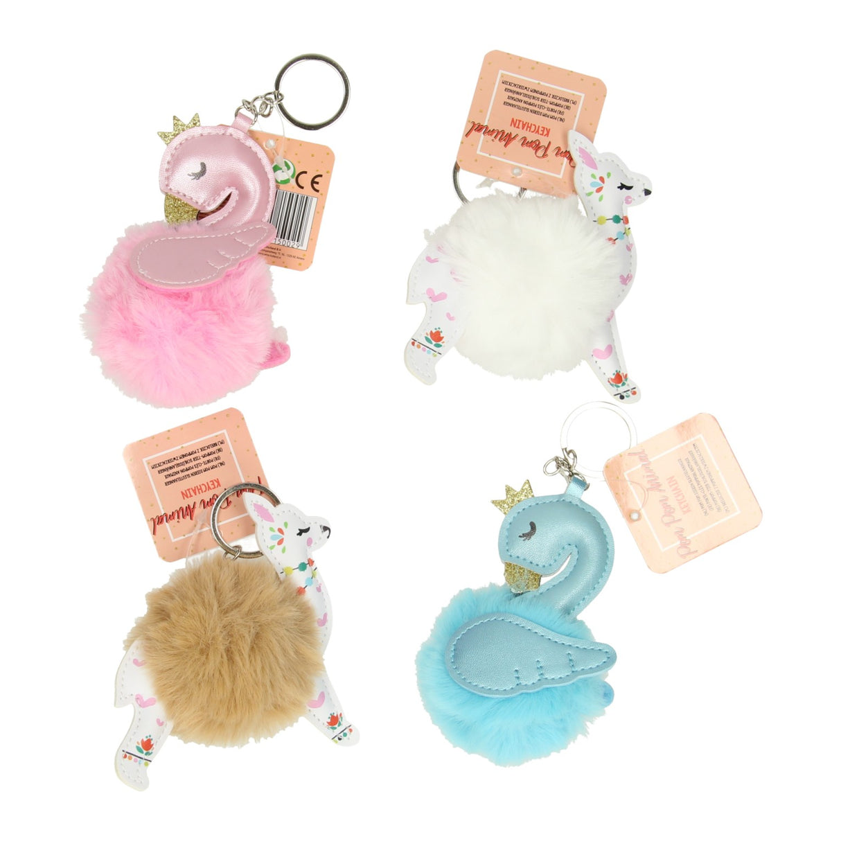 Vinner Holland Luxury Key Ring Pompom Animals, sett med 12.