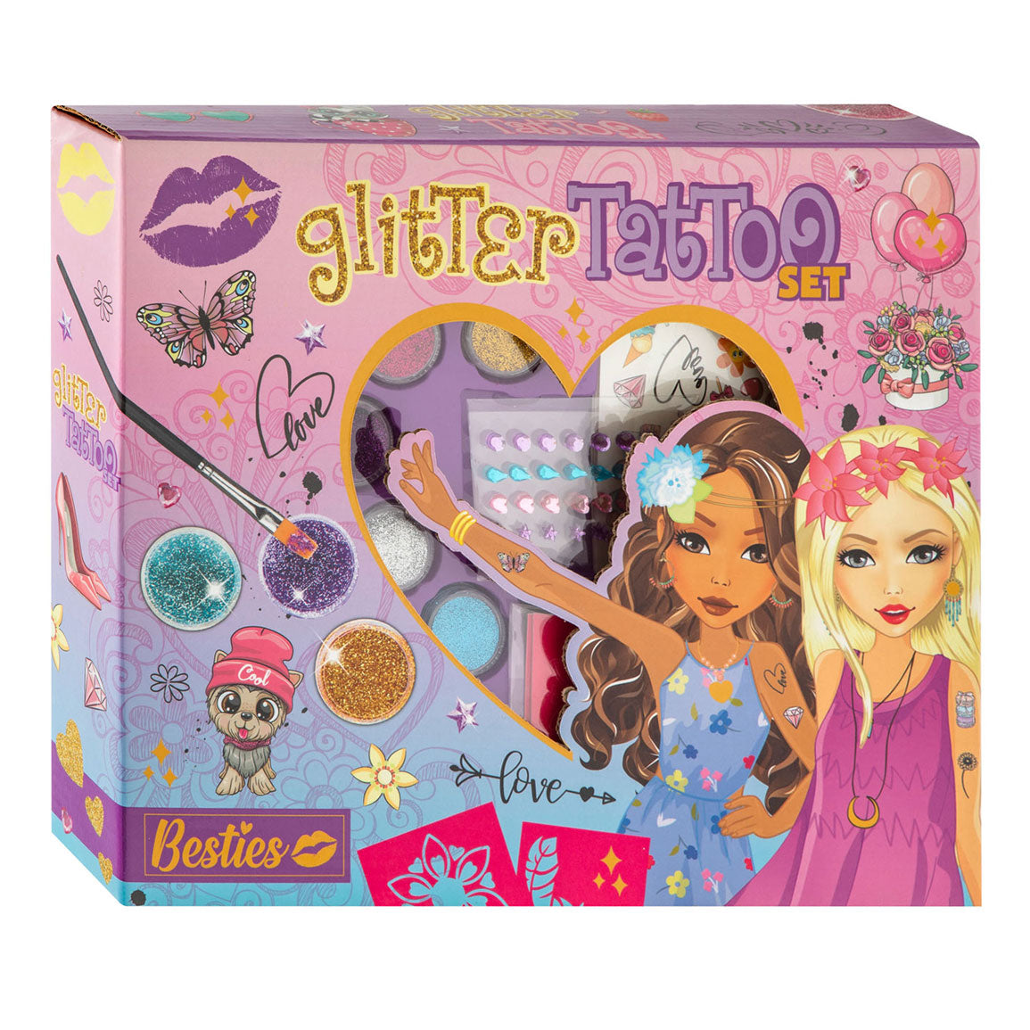 Set di tatuaggi glitter besties