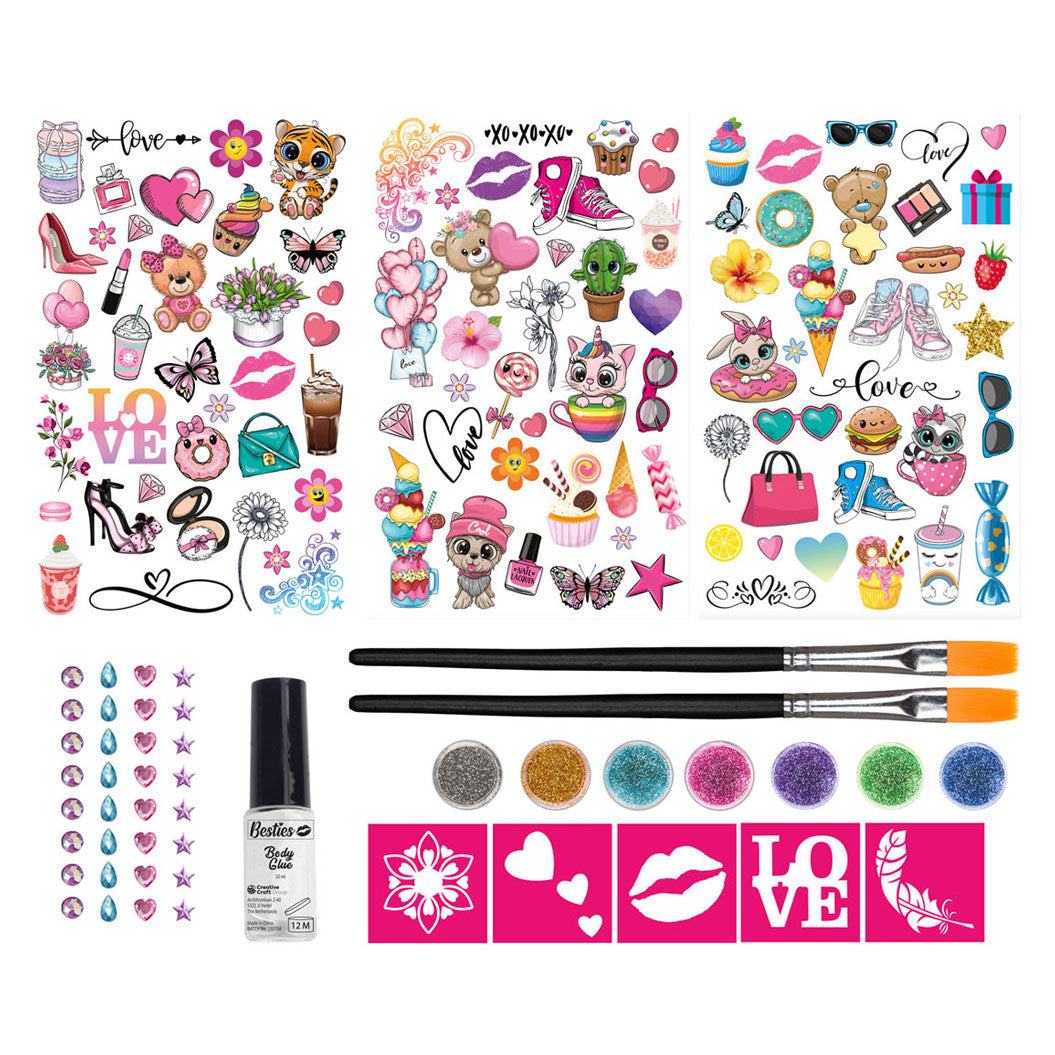 Set di tatuaggi glitter besties