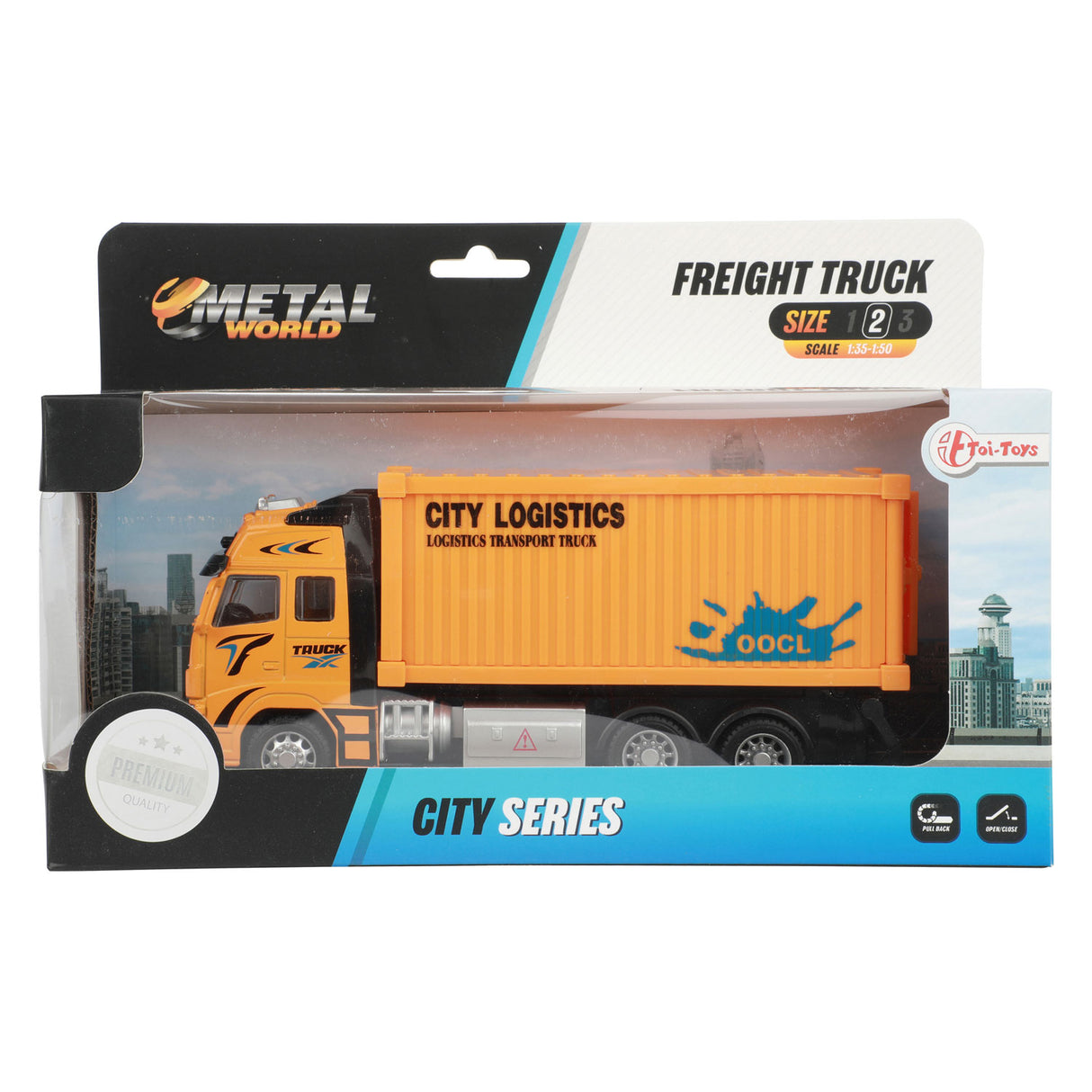 TOI-TOYS Metal Folt-Back Container Truck 1:38