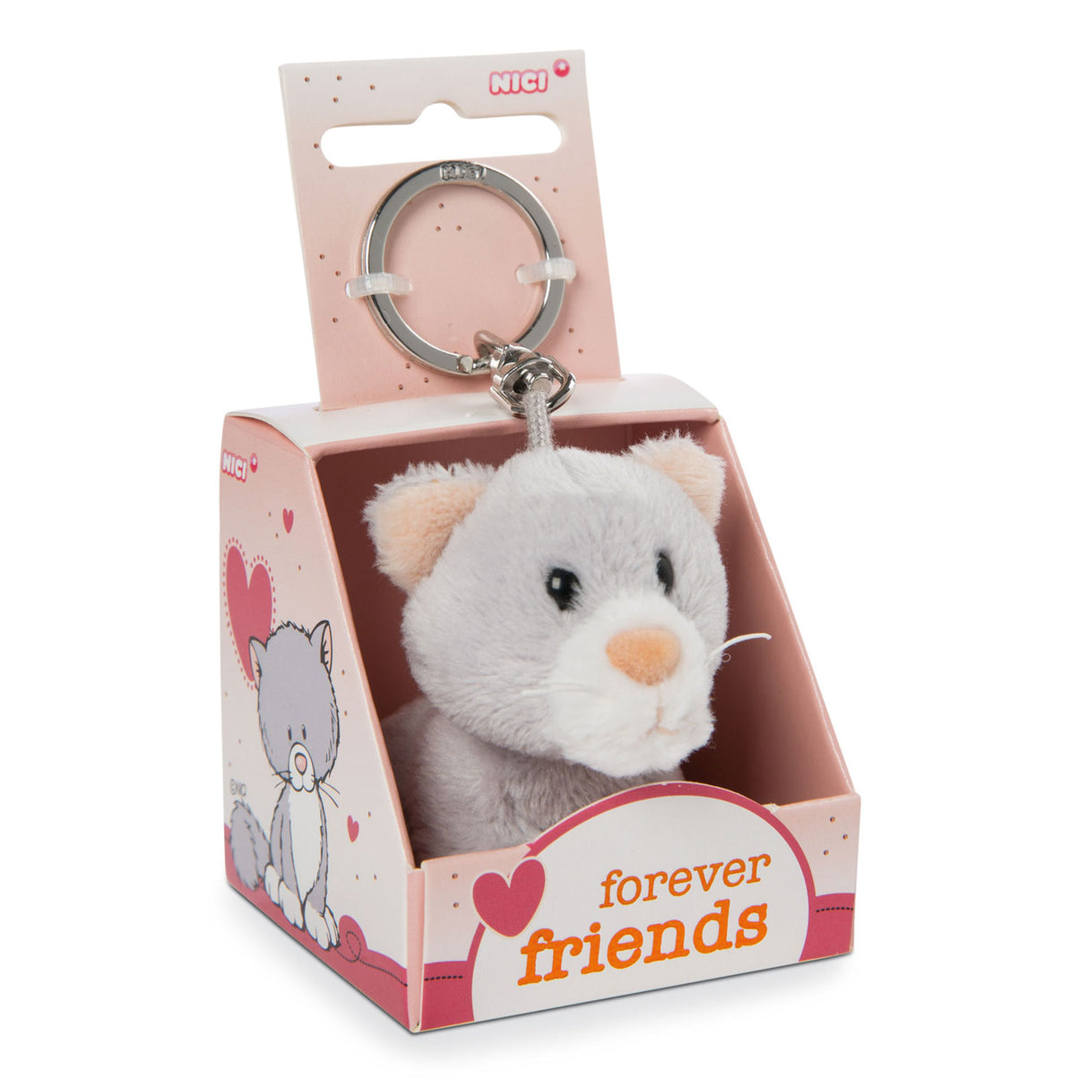 Nici Pluchen Keychain Kat für immer Freunde in Geschenkbox, 6 cm