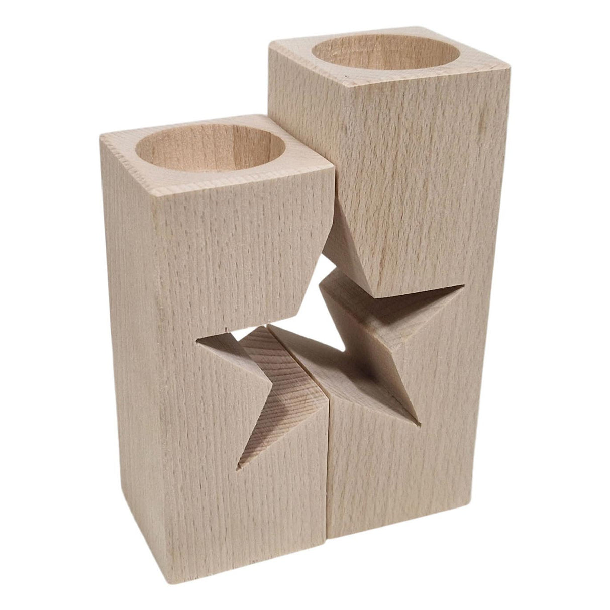 Playwood Waxinelicht holder star Motif Beukenhout, 2dlg.