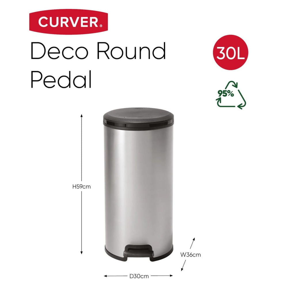 Curver Curver Pedal Bin Deco um 30 l Silberfarbe