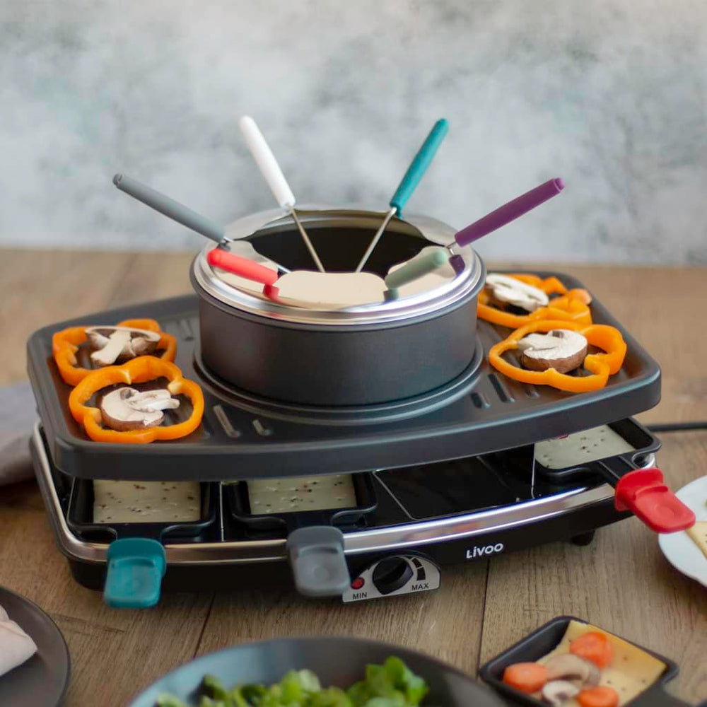 Livoo Livoo Gourmetel, Grillplatte und Fonden Set 3-in-1 8 Personen 1100 W