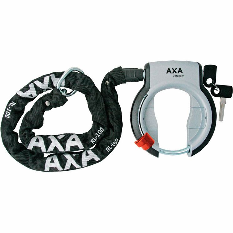 Axa Ring Lock Defender Schwarz Silber + Kette RLC100