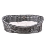 D d Haustierbett rustikal mit Kissen L Rattan Grey