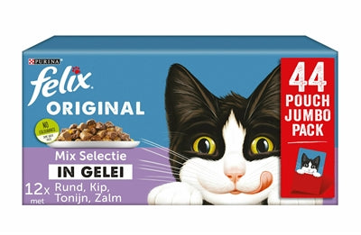 Felix -Beutel Original in Gelei Mix Box Rund Chicken Thunfisch Lachs Lachs