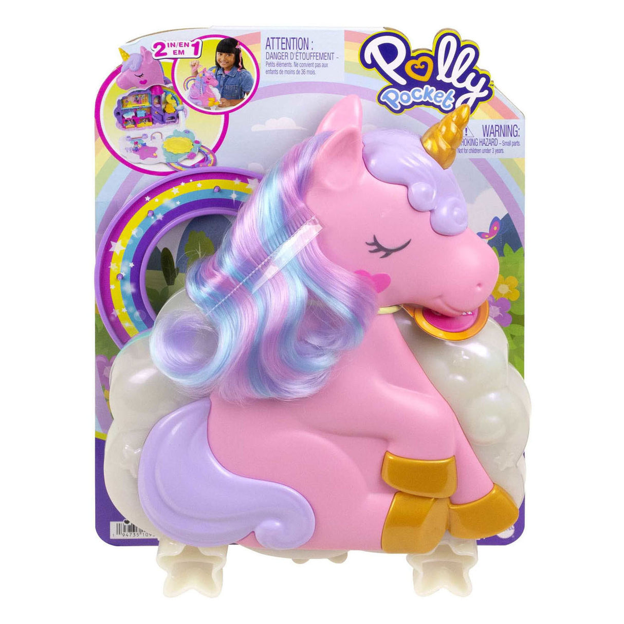 Mattel polly Tasche Salon Van de Regenboog Unicorn