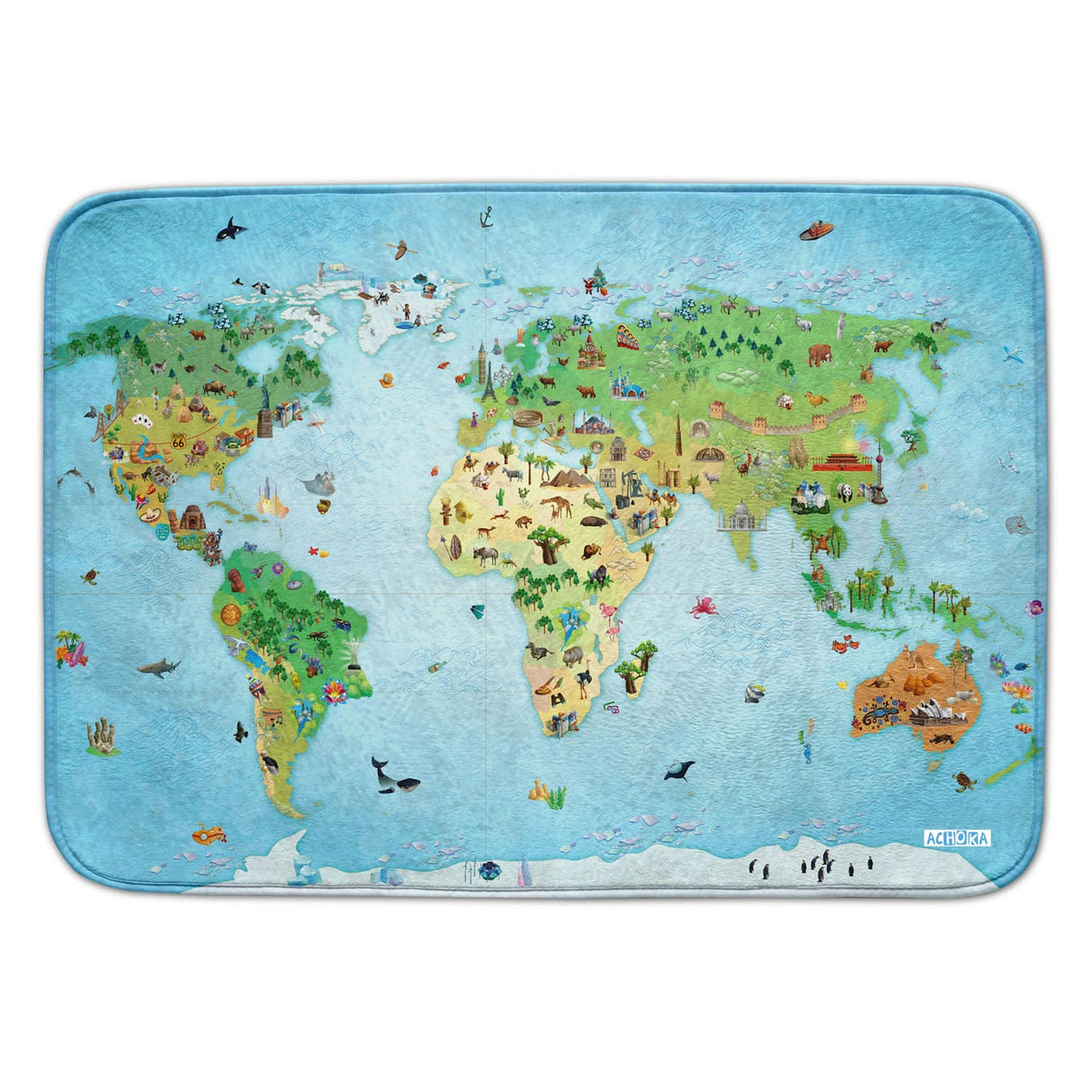 Achoka Play Rug Around the World, 100x150cm