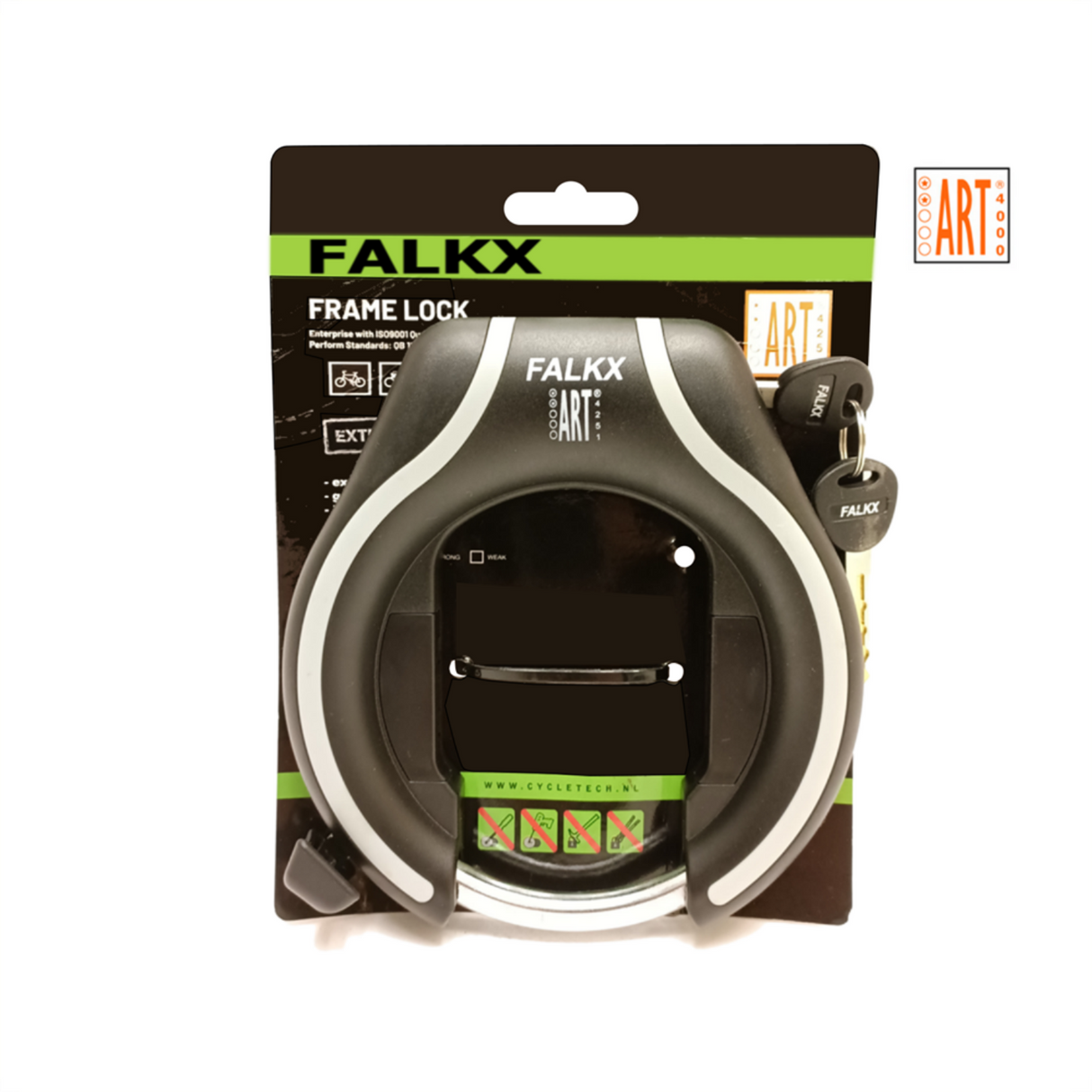 Falkx Falkx Securitas Ringlsot, Black Grey, Art **, Hole for Insert Chain