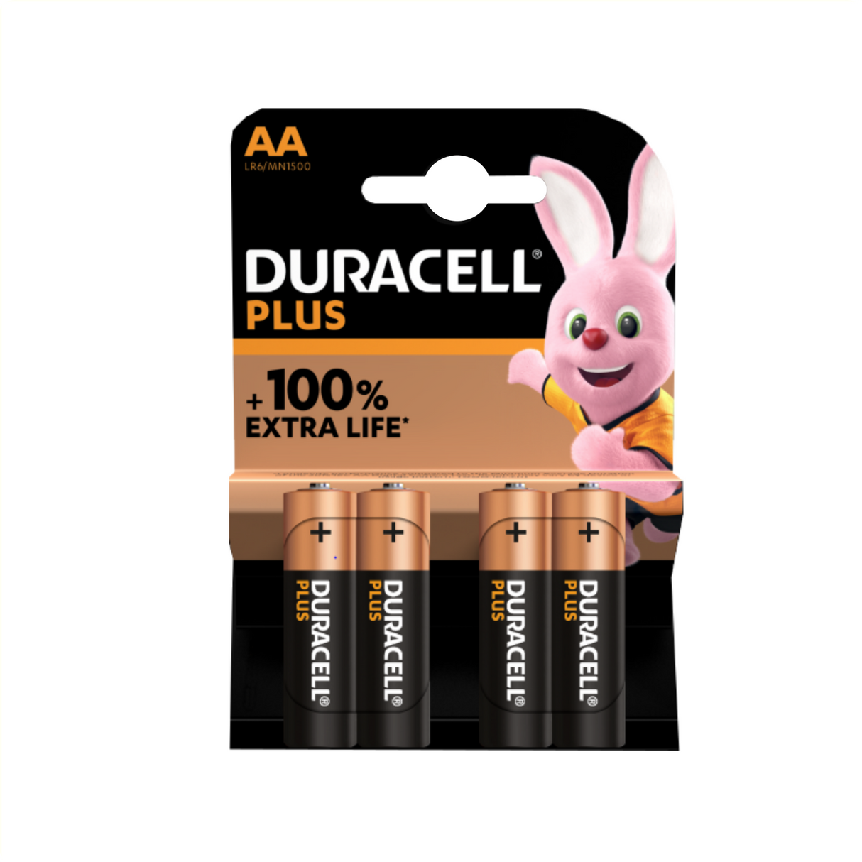 Duracell Plus AA Batteries Alkaline, 4 Stücke (Hängenverpackung)