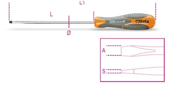 Beta 1290 Cacciavite slot 1.0x5.5x5150