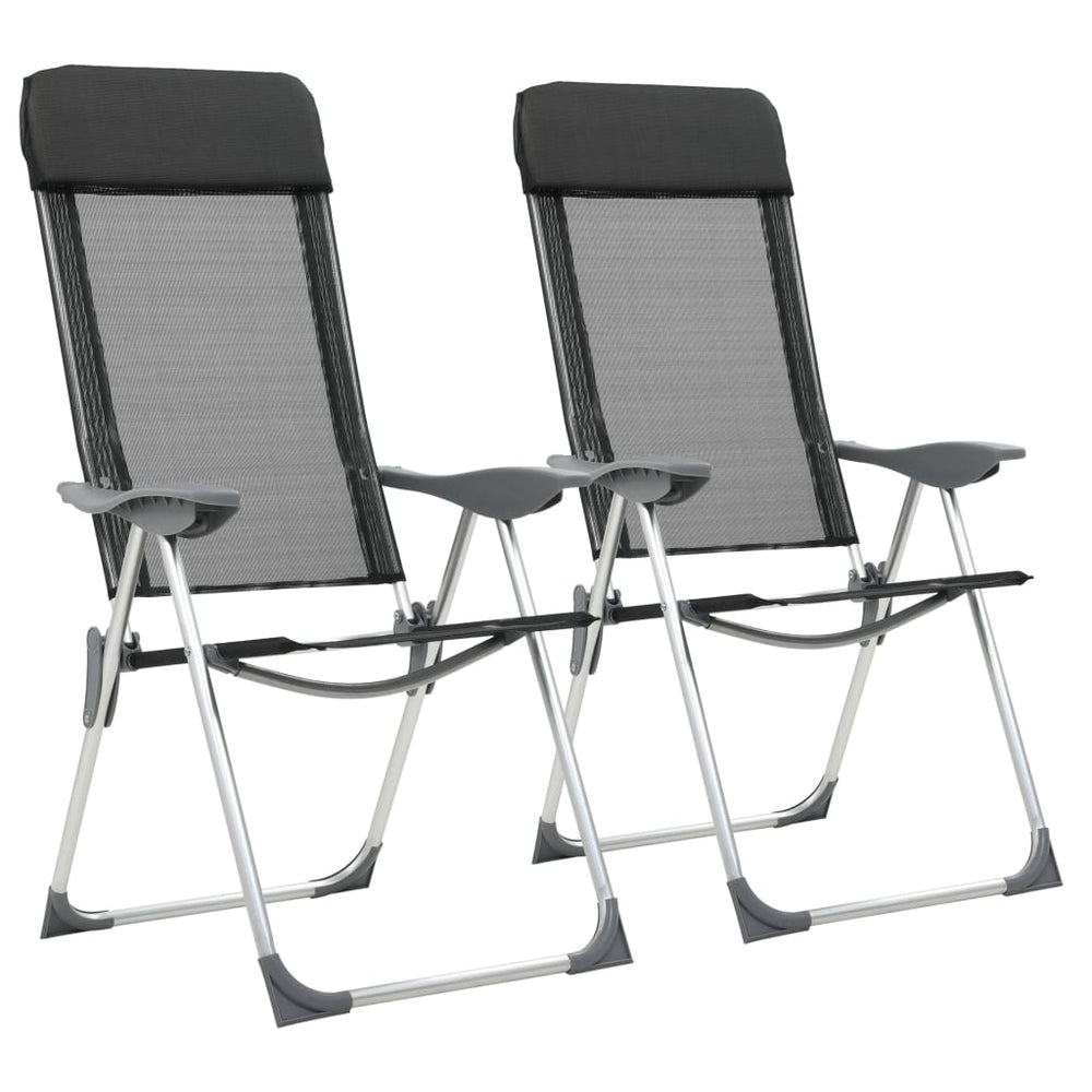 Vidaxl Campingstühle faltbare Aluminiumschwarz 2 Sts
