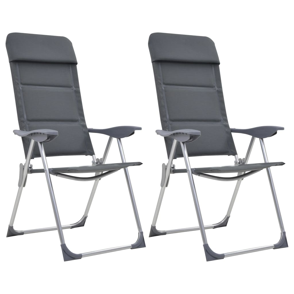 Vidaxl Campingstühle 58x69x111 cm Aluminiumgrau 2 PCs
