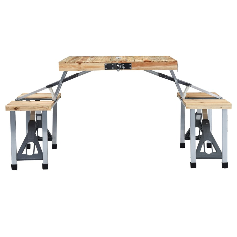 Vidaxl Camping -Tisch zusammenklappbar mit 4 Sitzen aus Stahl und Aluminium