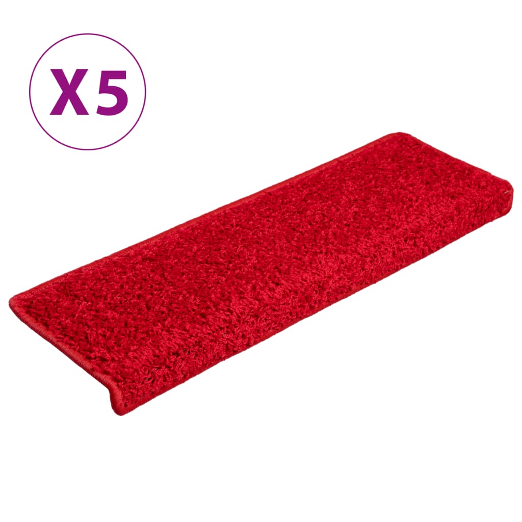 Vidaxl -Treppenmatten 5 ST 65x21x4 cm Rot