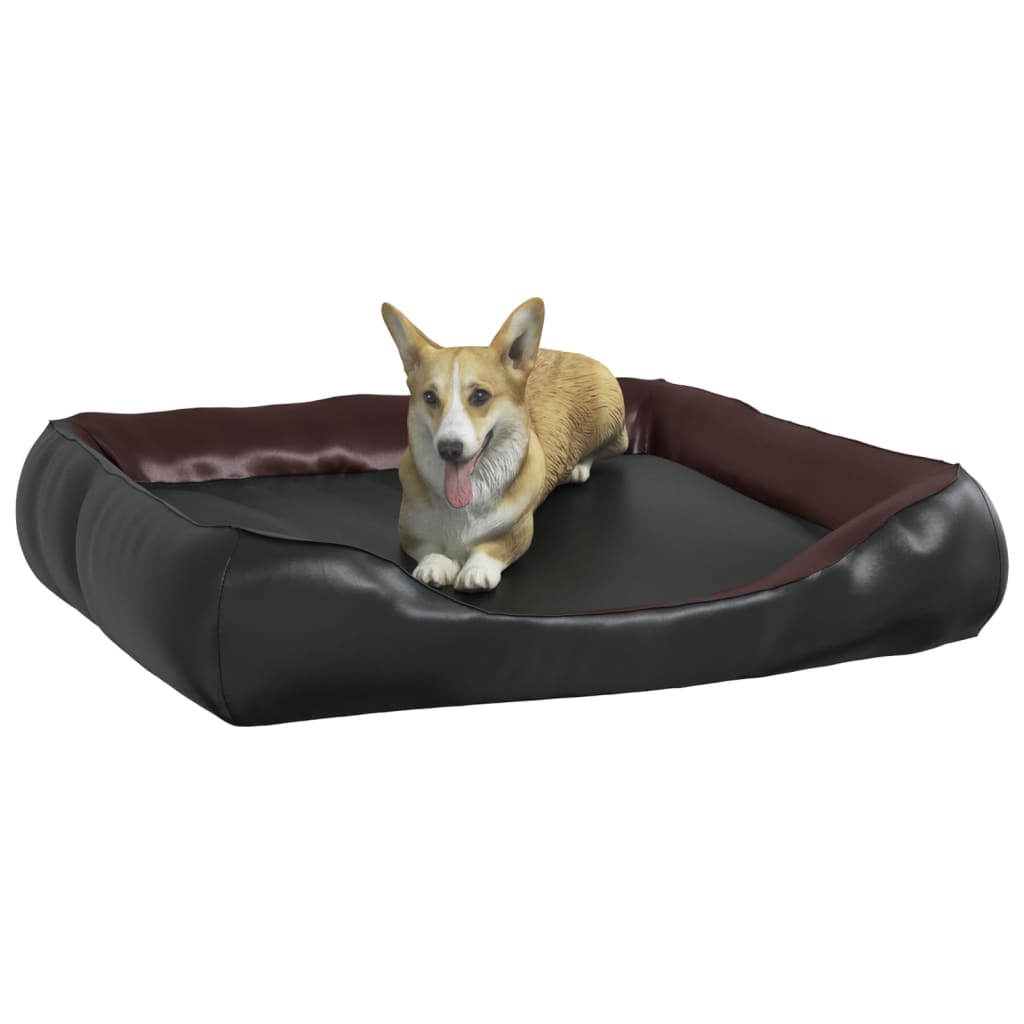 Vidaxl Hundekorb 105x80x25 cm künstliches Leder schwarz und braun