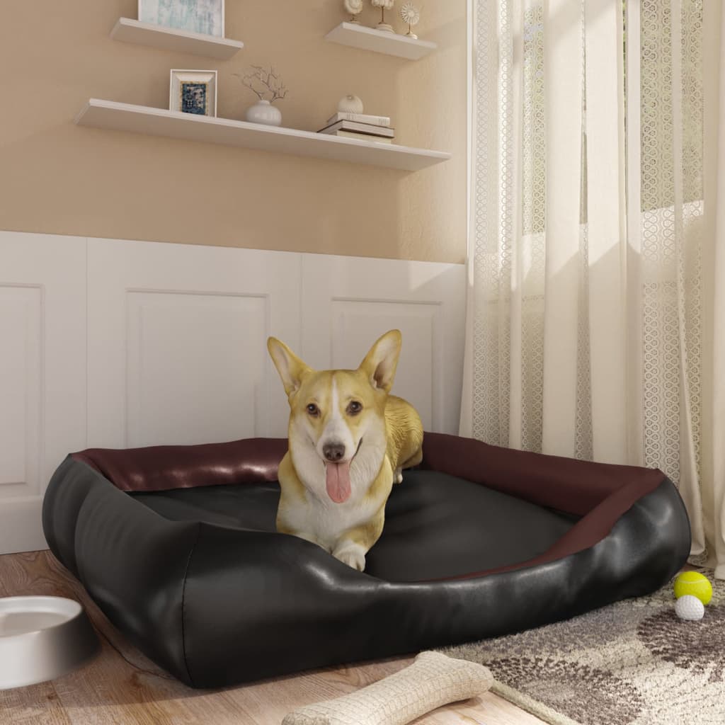 Vidaxl Hundekorb 105x80x25 cm künstliches Leder schwarz und braun