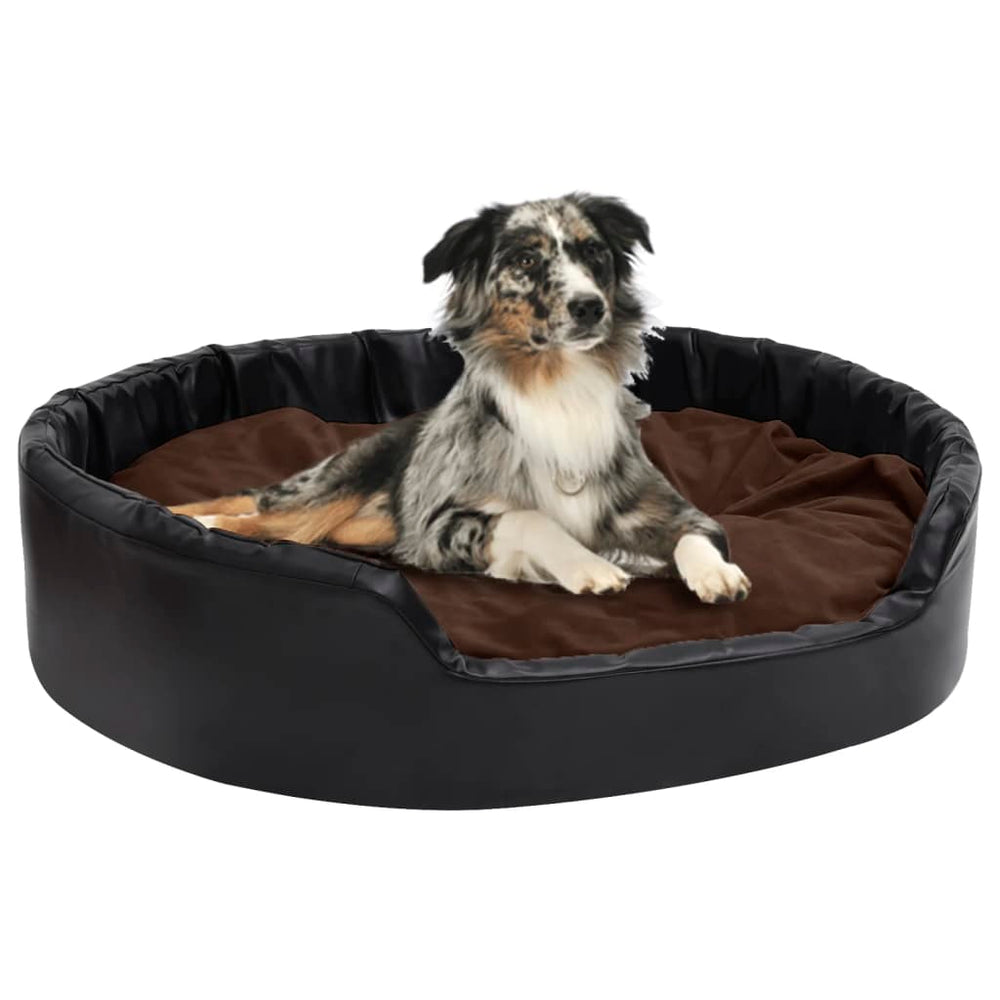 Vidaxl Hundekorb 99x89x21 cm Plüsch und künstliches Lederschwarz und Braun