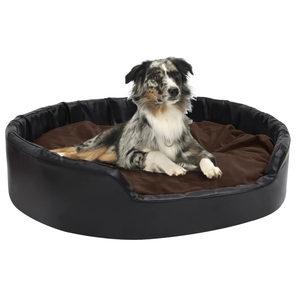 Vidaxl Hundekorb 99x89x21 cm Plüsch und künstliches Lederschwarz und Braun