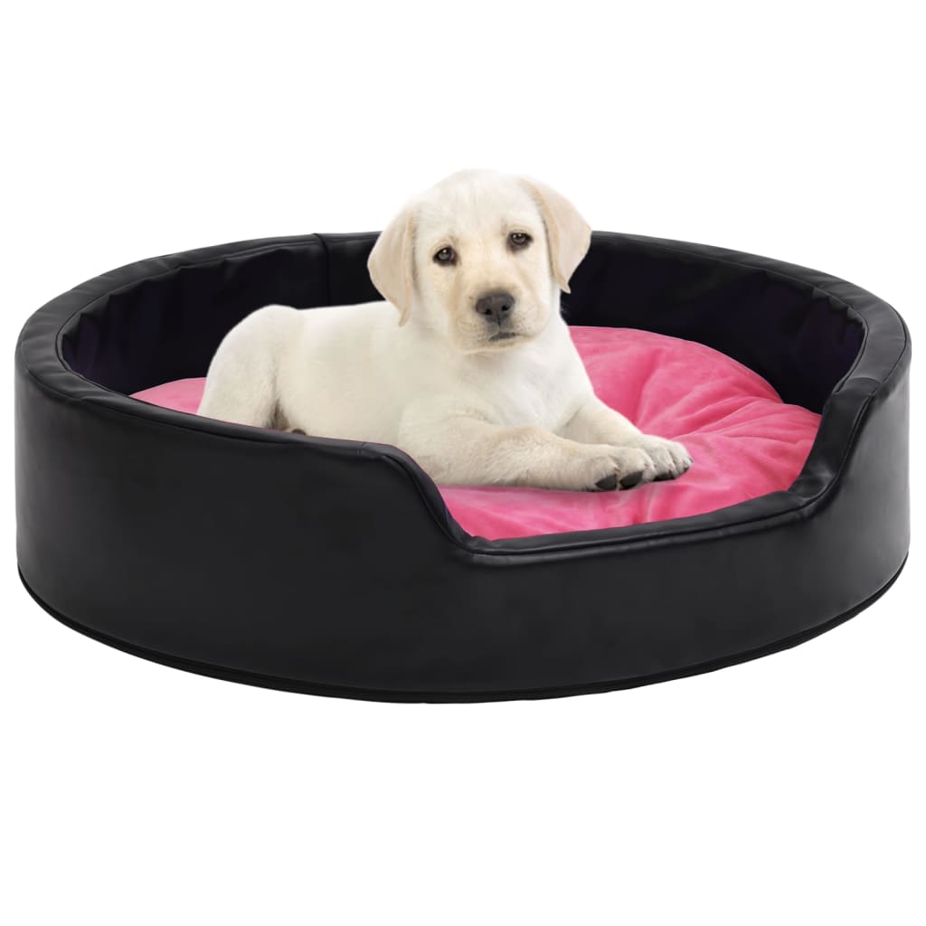 Vidaxl Hundekorb 99x89x21 cm Plüsch und künstliches Lederschwarz und Rosa