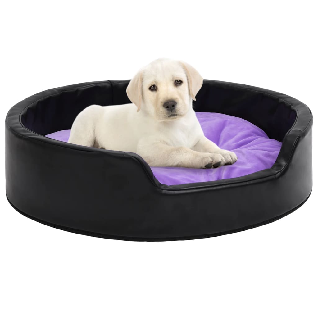 Vidaxl Hundkorb 99x89x21 cm Plüsch und künstliches Leder schwarz und lila