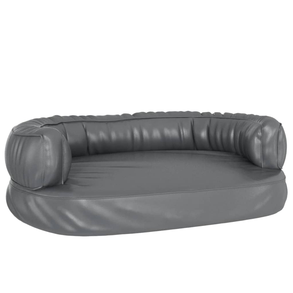 Vidaxl Hundkorb mit ergonomischem Schaum 60x42 cm künstliches Ledergrau grau