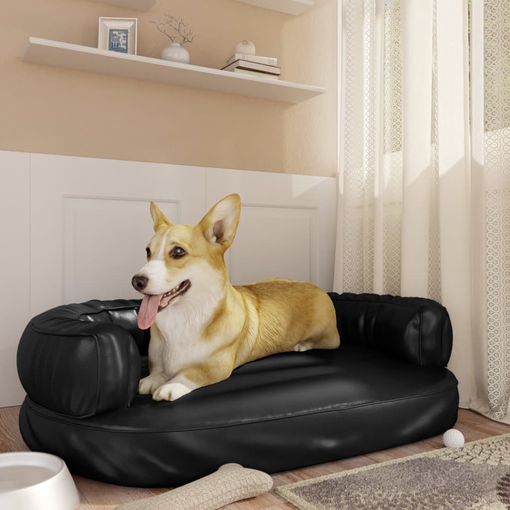 Vidaxl Hundekorb mit ergonomischem Schaum 88x65 cm künstliches Leder schwarz