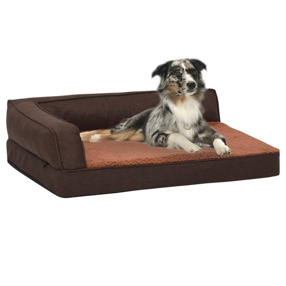 Vidaxl Hundebett Ergonomische Leinen-Look 75x53 cm Fleece Brown
