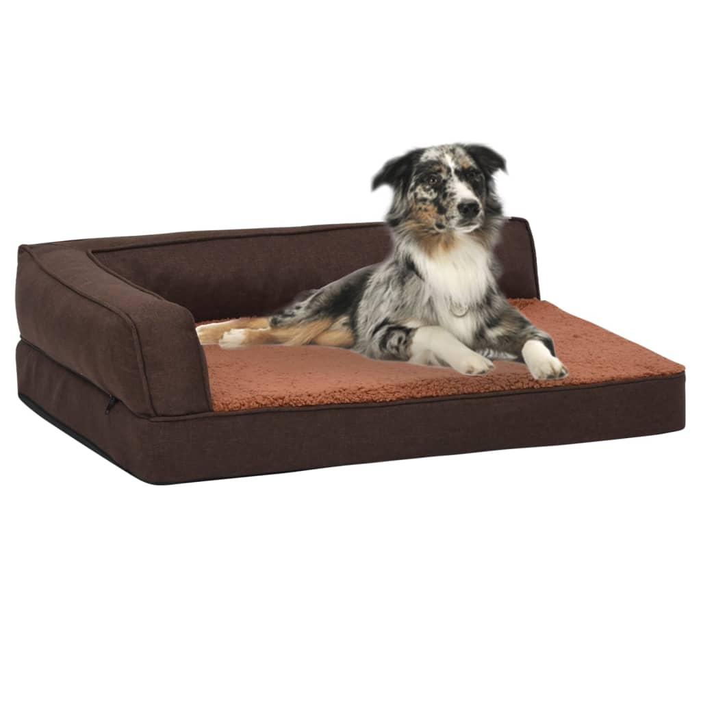 Vidaxl Hundebett Ergonomische Leinen-Look 75x53 cm Fleece Brown