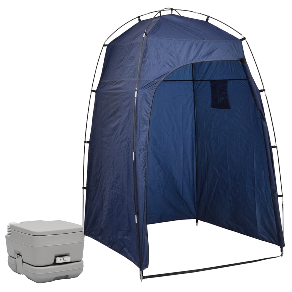 Vidaxl Camping -Toilette mit Zelt tragbar 10 + 10 l
