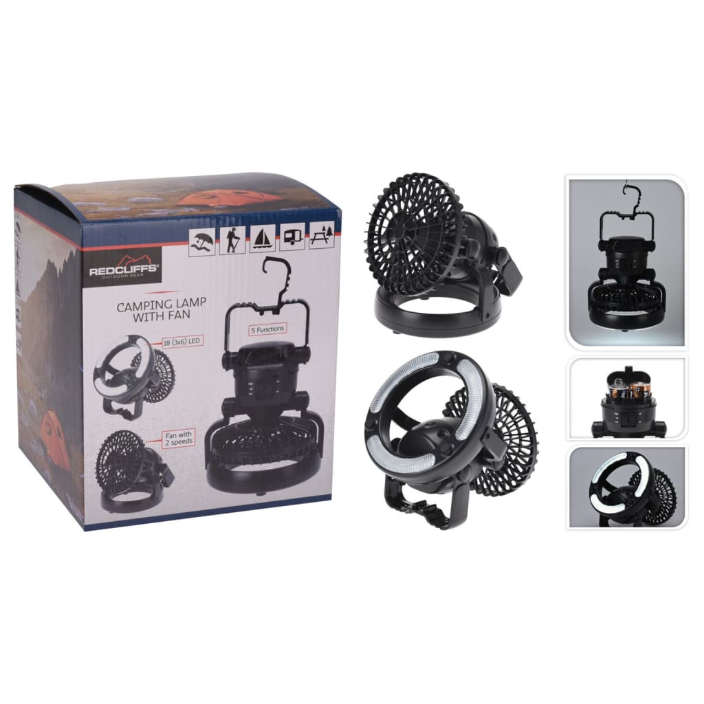 Redcliffs Campinglampe 18 LEDs mit Lüfter schwarz