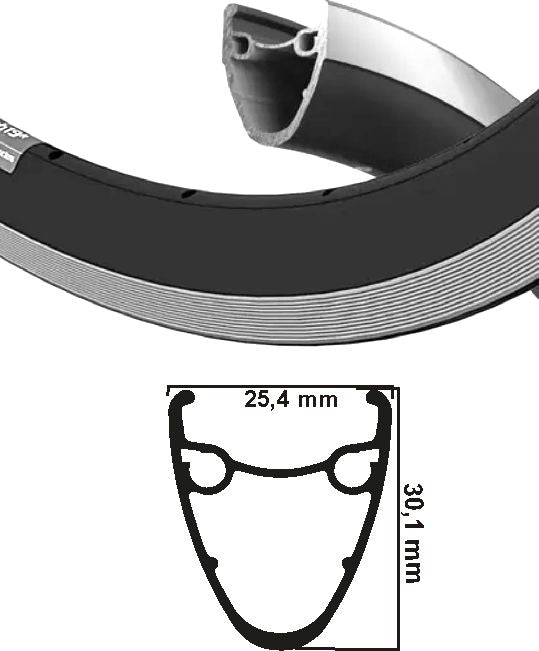 Ryde Rim Dutch 19 R 28 cali (622) Czarny srebrny 32 otwory 14G