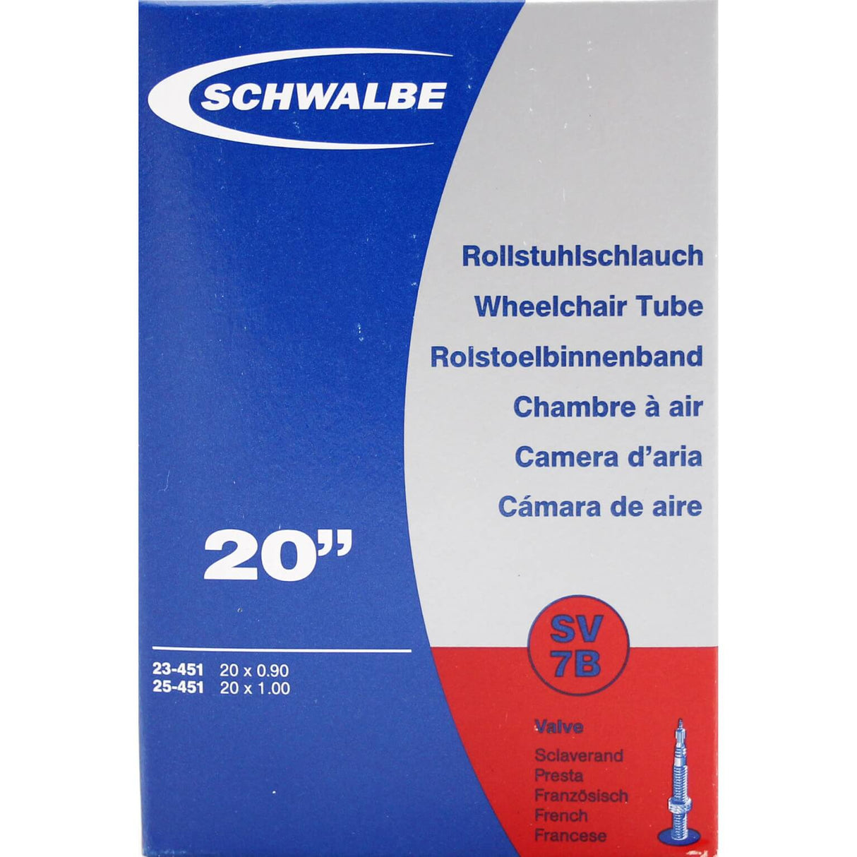 Schwalbe indre rør FV SV7B 20 smal 23 25-451 (ekstra lys)