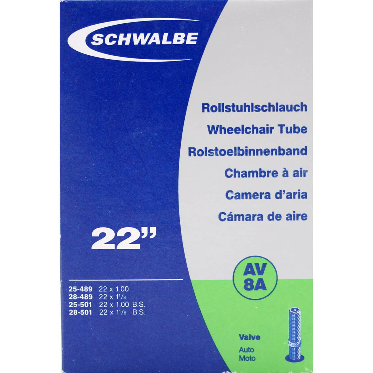 Schwalbe Inner Tube AV8A 22 tommer 25 28-489 501 AV 40 mm