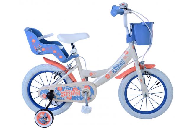 Stichstichstich Kinderbike Girls 14 Zoll Creme Korallenblau zwei Handbremsen