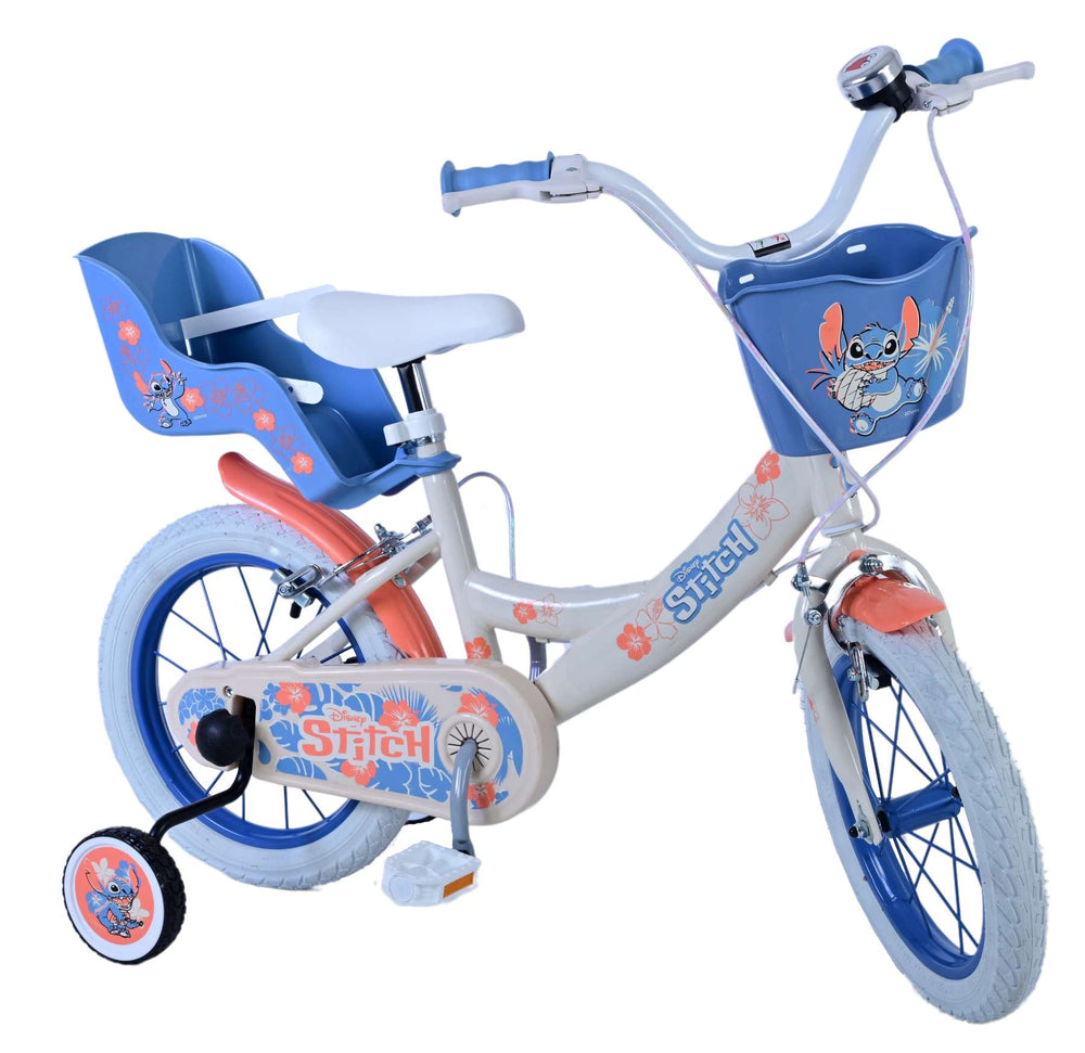 Stichstichstich Kinderbike Girls 14 Zoll Creme Korallenblau zwei Handbremsen