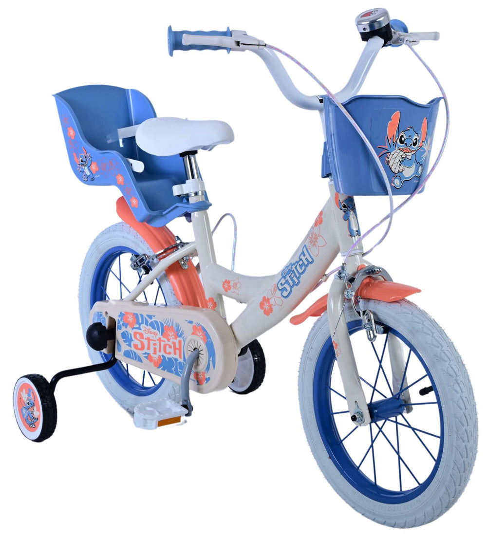 Stichstichstich Kinderbike Girls 14 Zoll Creme Korallenblau zwei Handbremsen