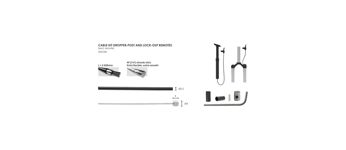 Elvedes Cable Kit Superflex para poste de cuentagotas y control remotos de bloqueo