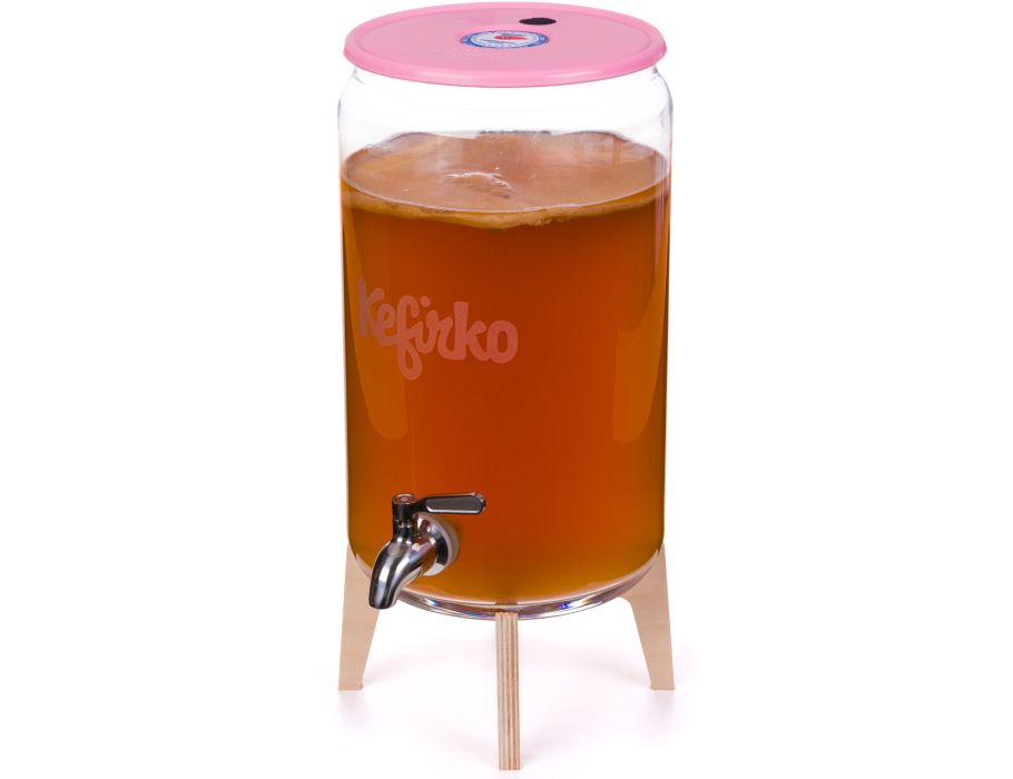 Kefirko kombucha glasburk på ett stativ