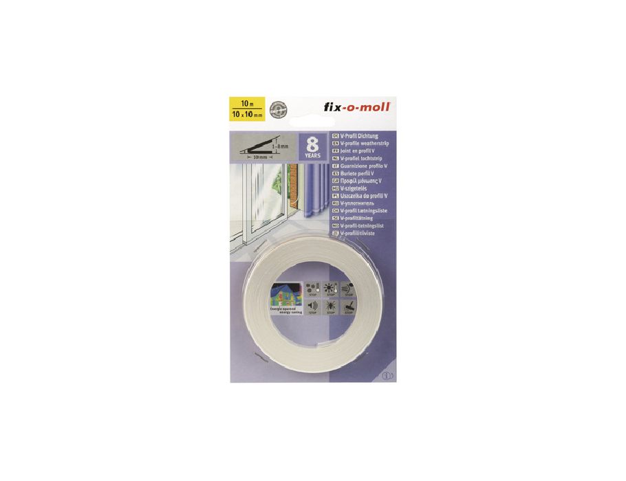 Fix-o-moll Tochtband V-profiel 10x10mm 10m Wit